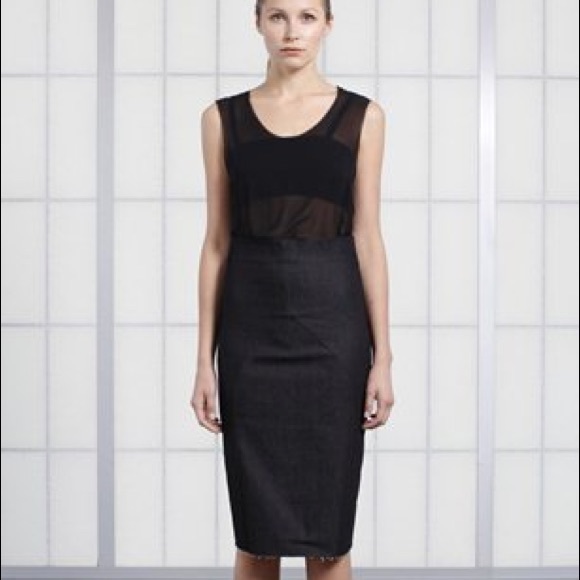 tight denim midi skirt